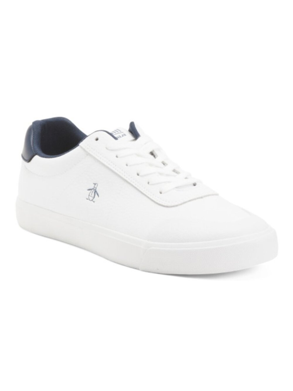 ORIGINAL PENGUIN Mens White Sylas Sport Casual Shoes with Navy Brand Logo Accent